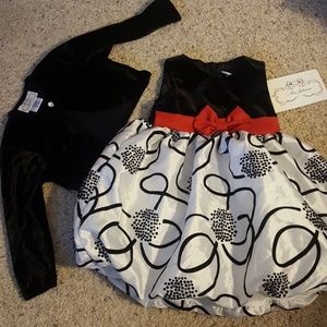 Toddler girl dress and coordinating velvet jacket